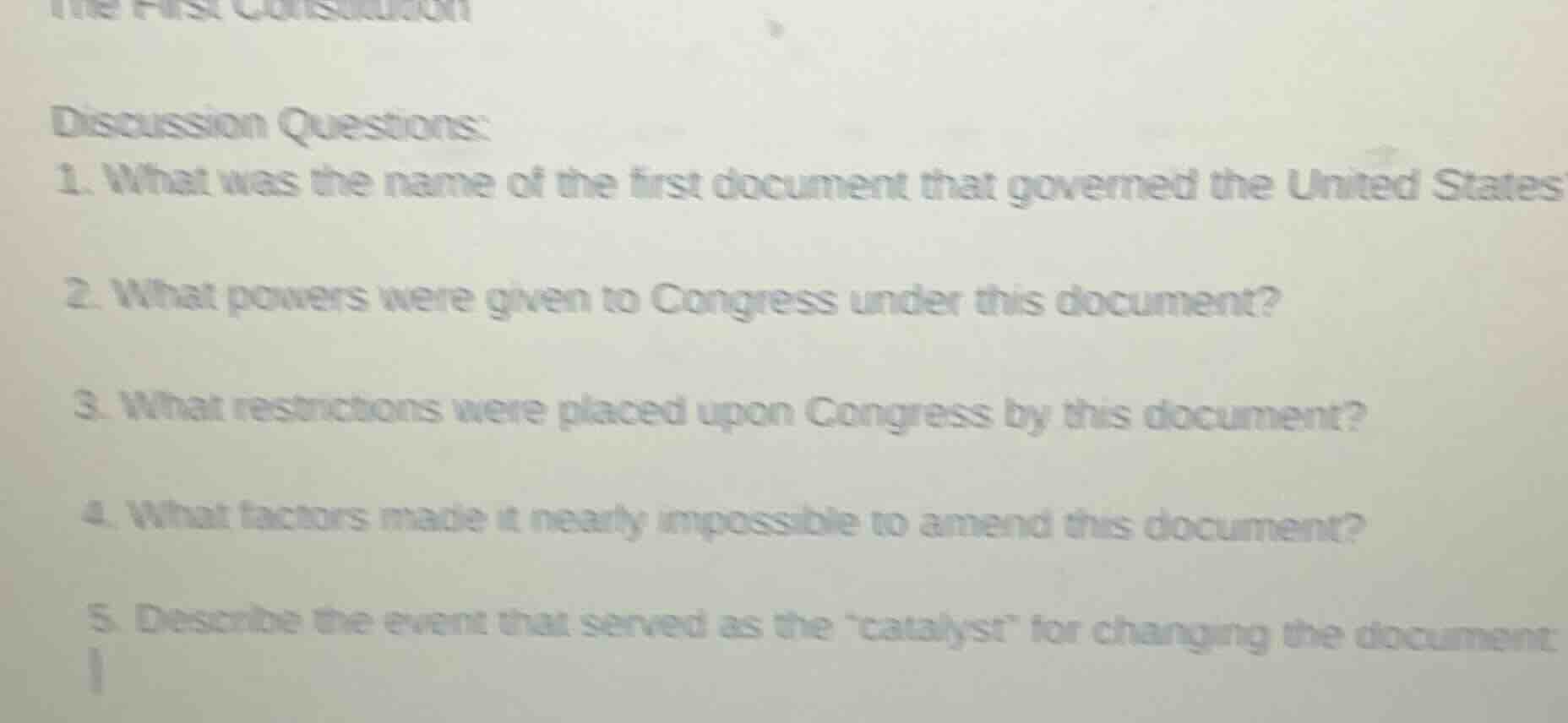discussion questions: 1. what was the name of the first document that g…