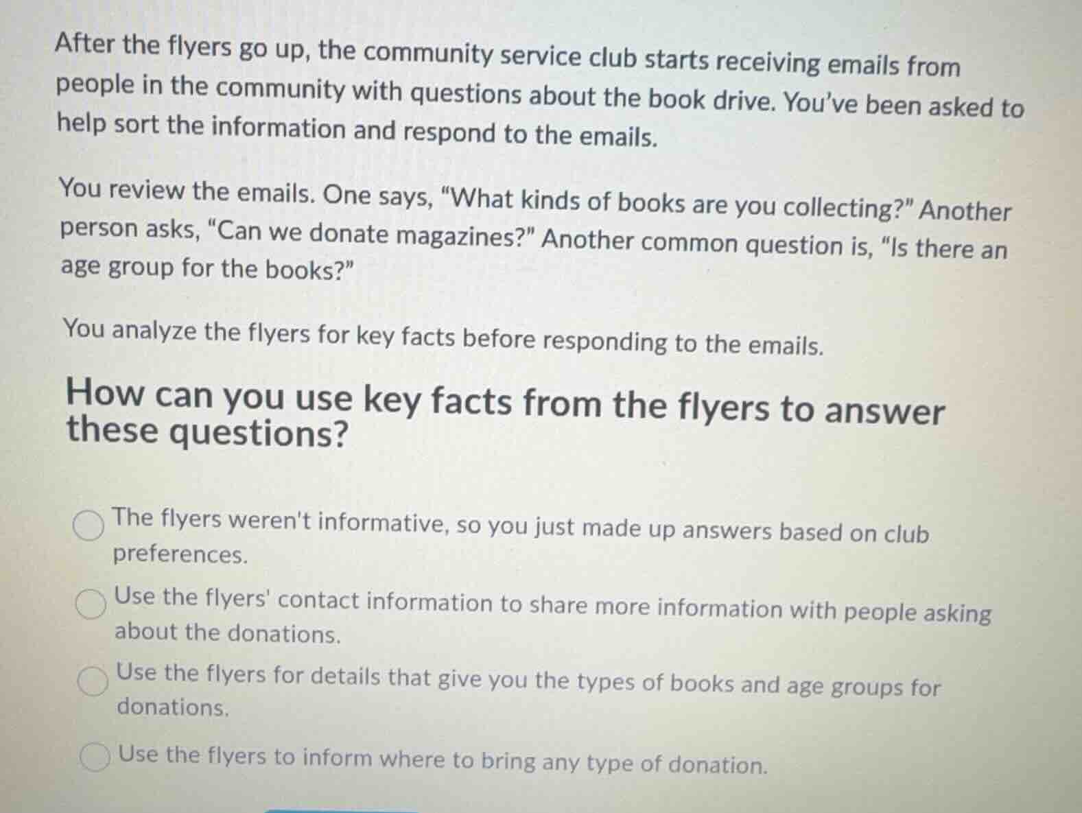 after the flyers go up, the community service club starts receiving ema…