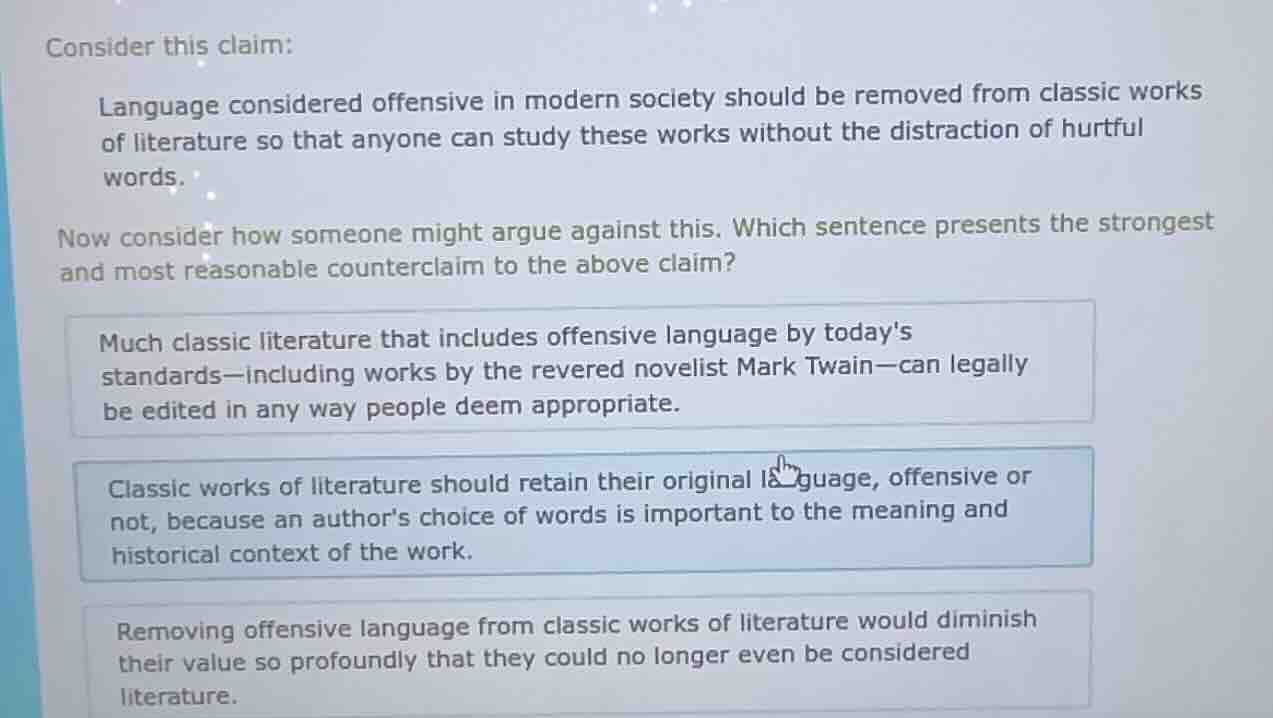 consider this claim: language considered offensive in modern society sh…