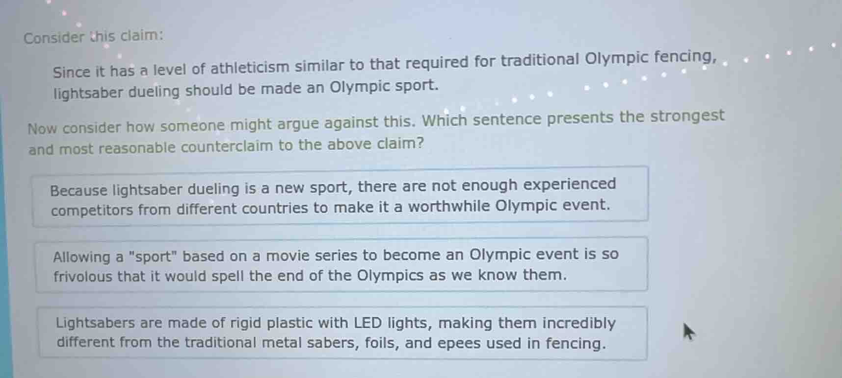 consider this claim: since it has a level of athleticism similar to tha…
