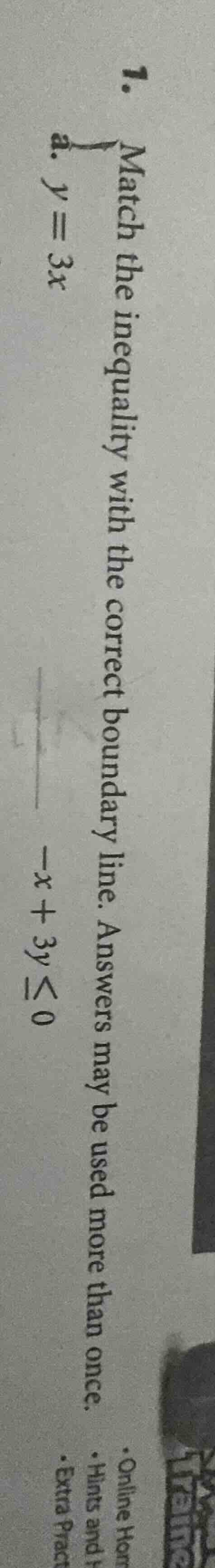 1. match the inequality with the correct boundary line. answers may be …