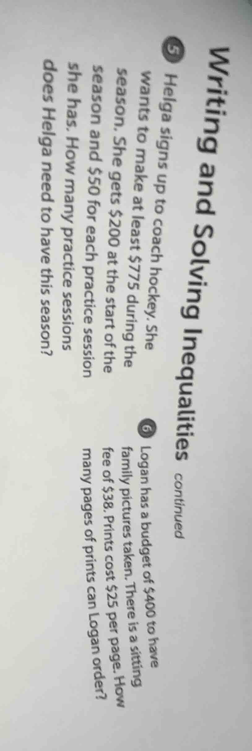 writing and solving inequalities continued 5 helga signs up to coach ho…