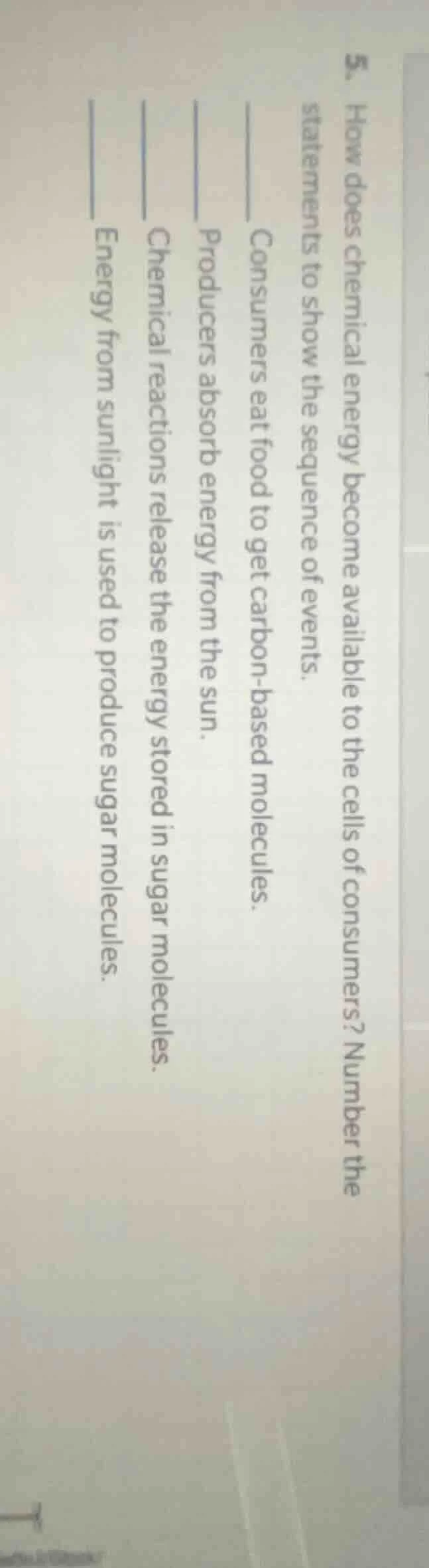 5. how does chemical energy become available to the cells of consumers?…