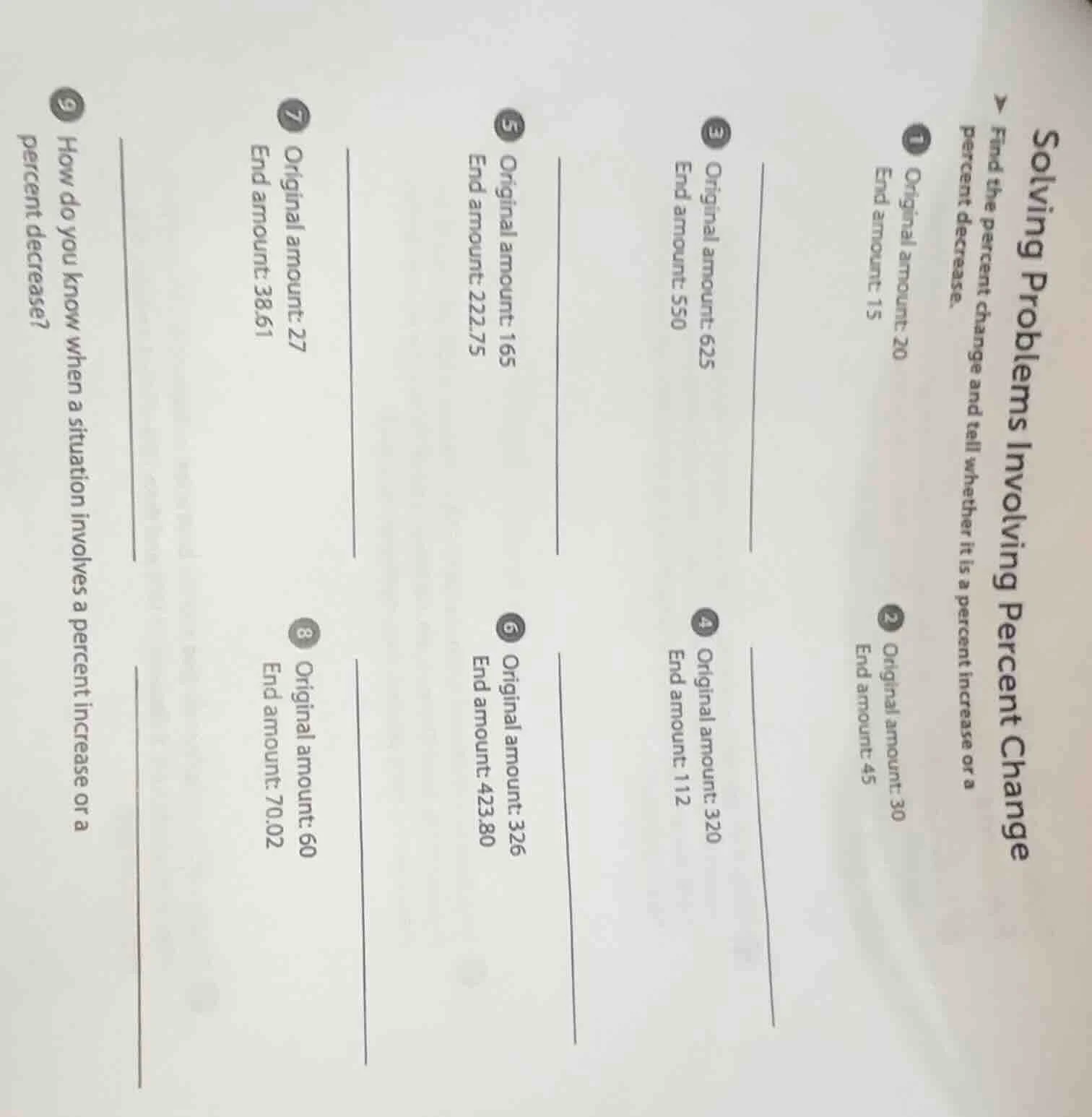 solving problems involving percent change find the percent change and t…