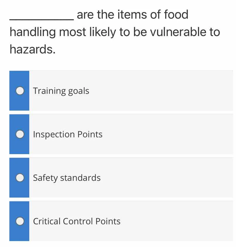 ______ are the items of food handling most likely to be vulnerable to h…