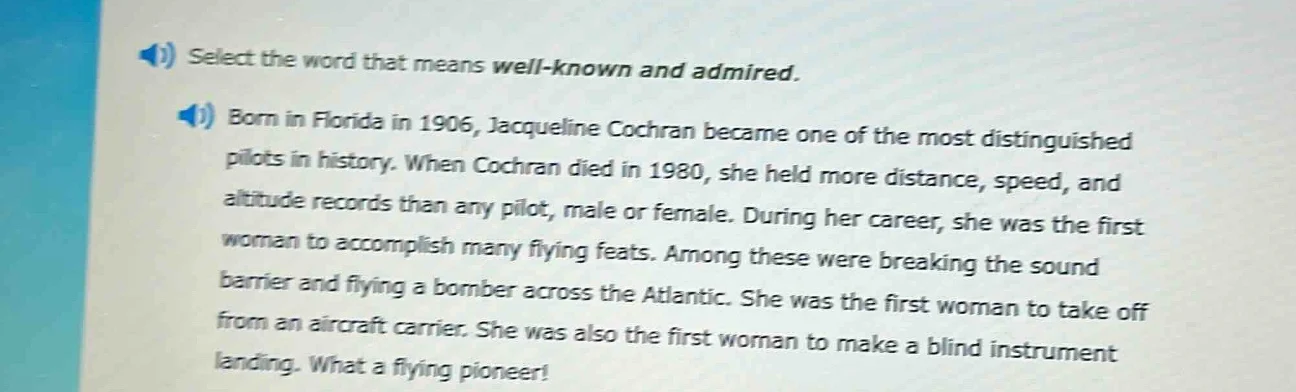 select the word that means well - known and admired. born in florida in…