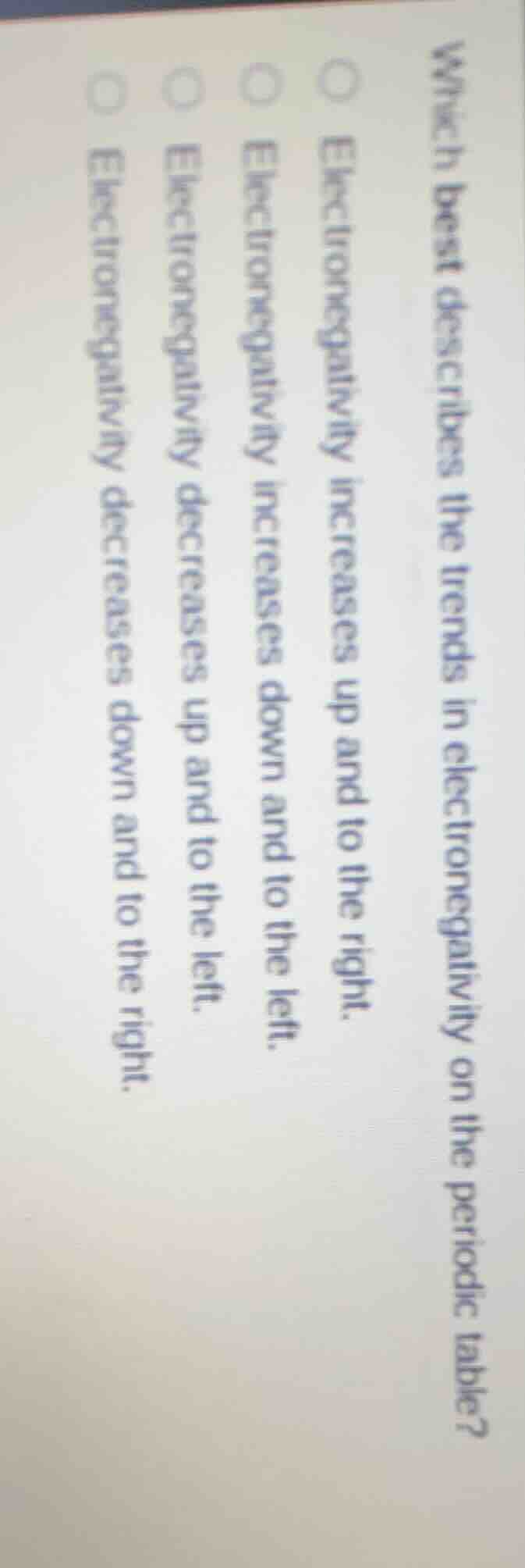 which best describes the trends in electronegativity on the periodic ta…