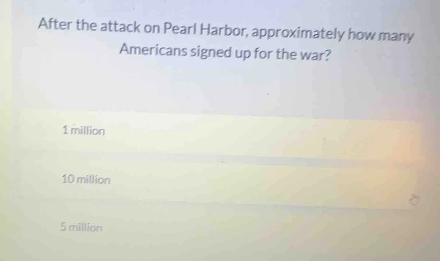after the attack on pearl harbor, approximately how many americans sign…