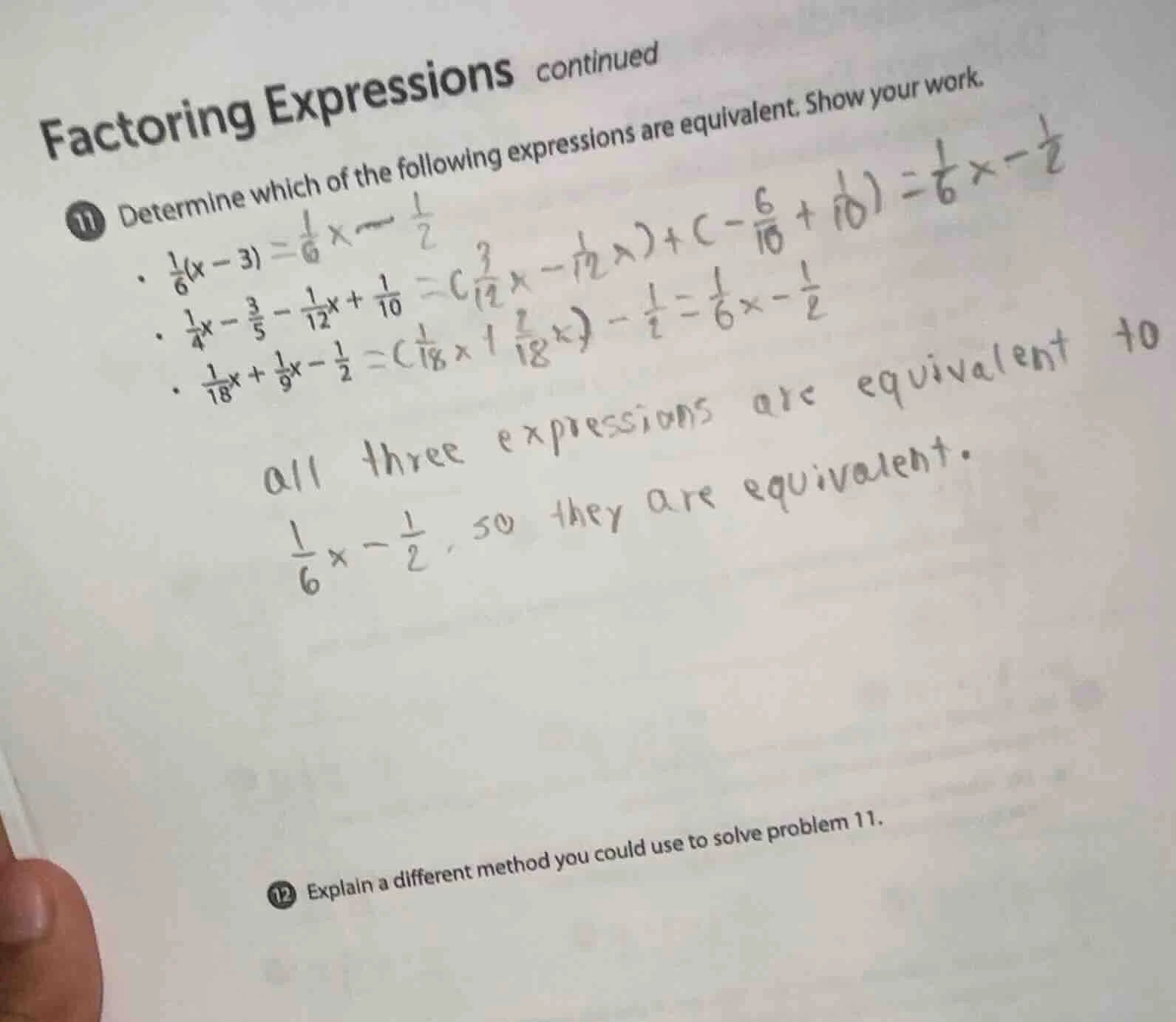 factoring expressions continued 11 determine which of the following exp…