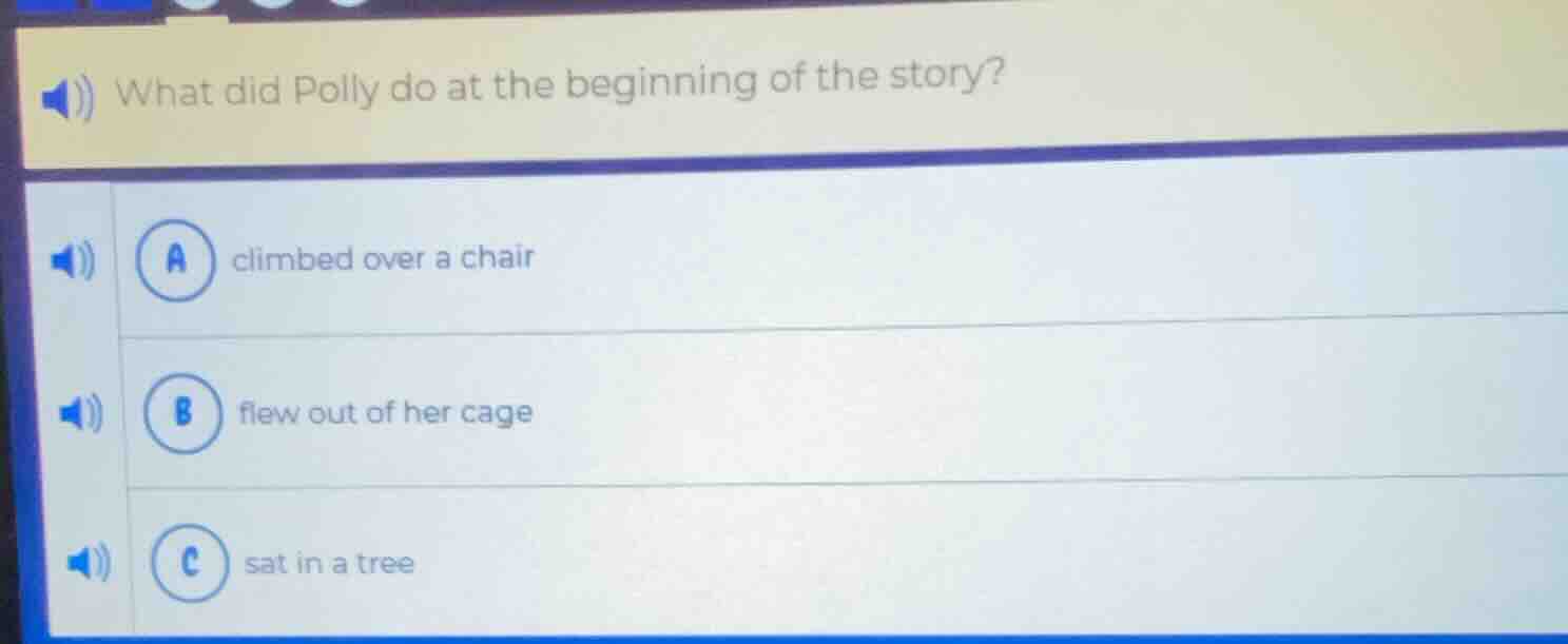 what did polly do at the beginning of the story? a climbed over a chair…