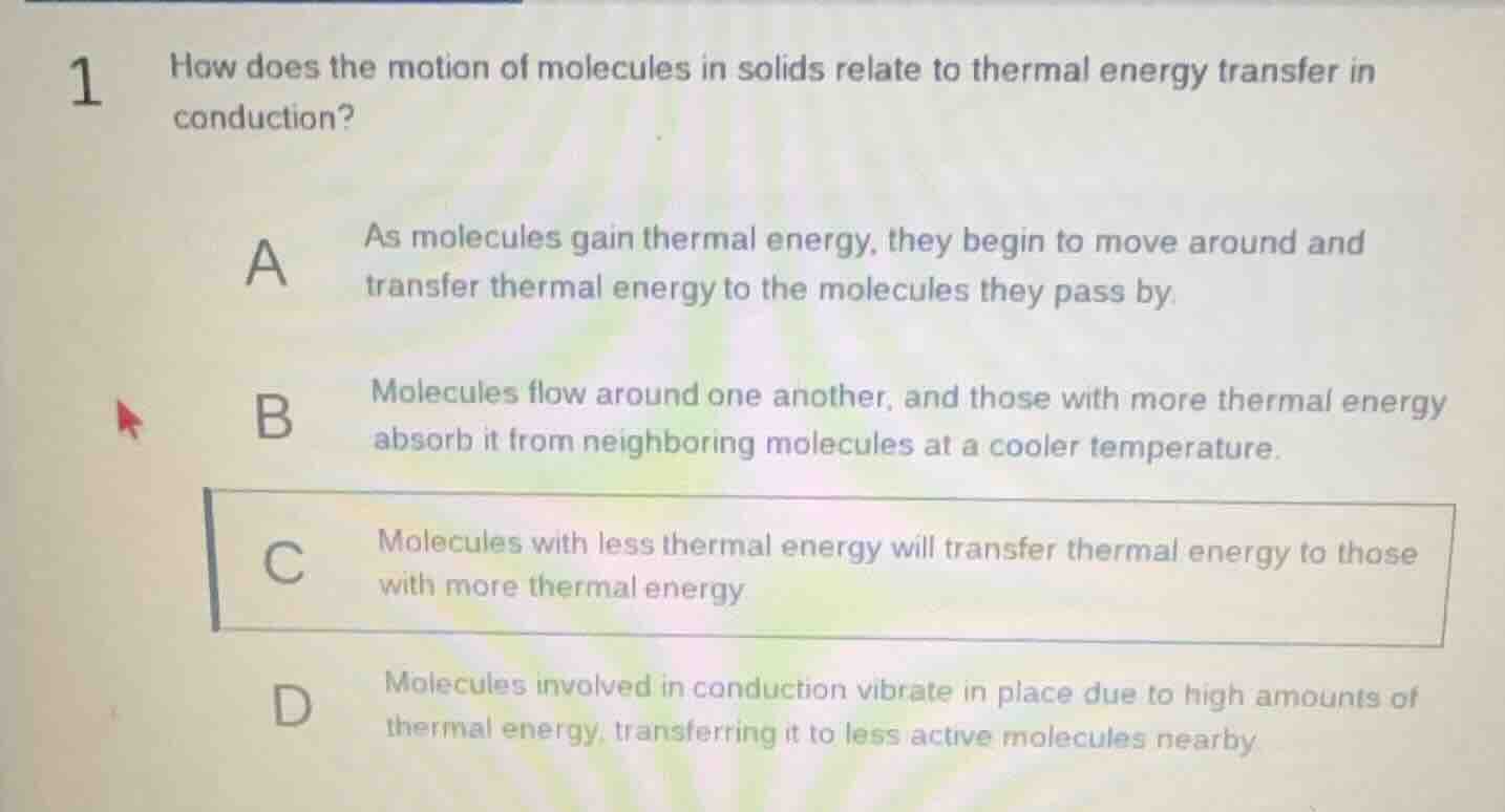 1 how does the motion of molecules in solids relate to thermal energy t…