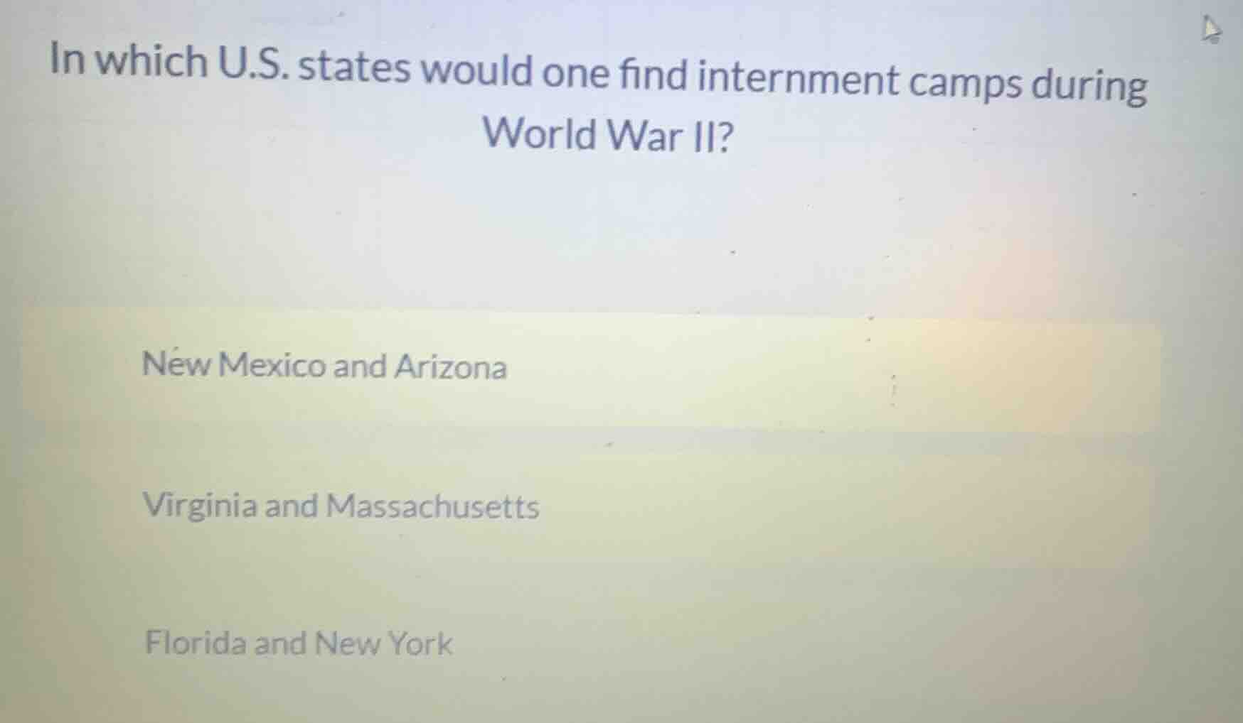 in which u.s. states would one find internment camps during world war i…