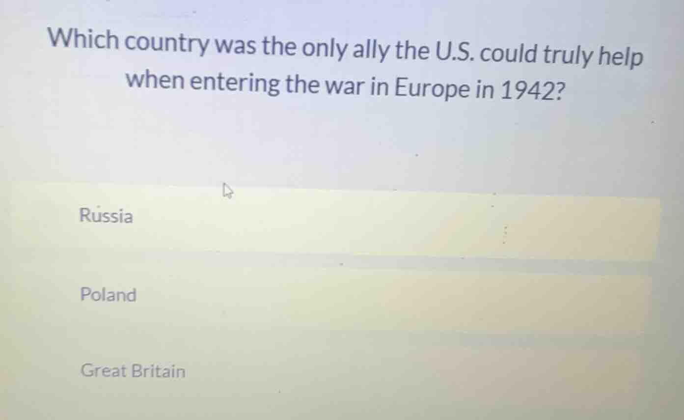 which country was the only ally the u.s. could truly help when entering…