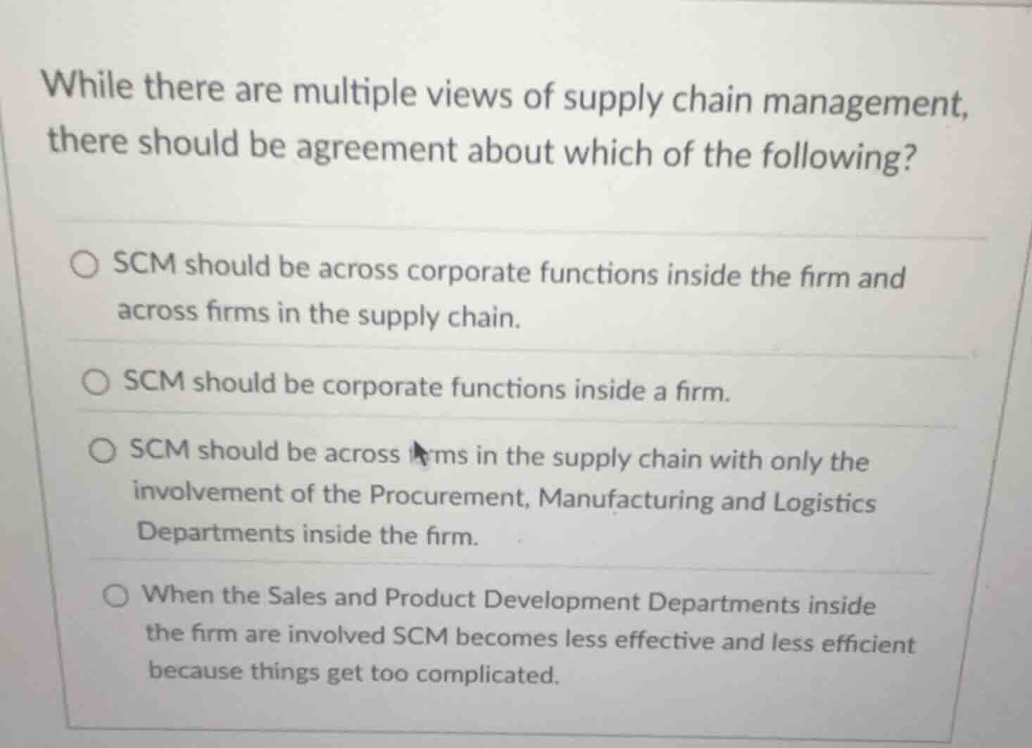 while there are multiple views of supply chain management, there should…