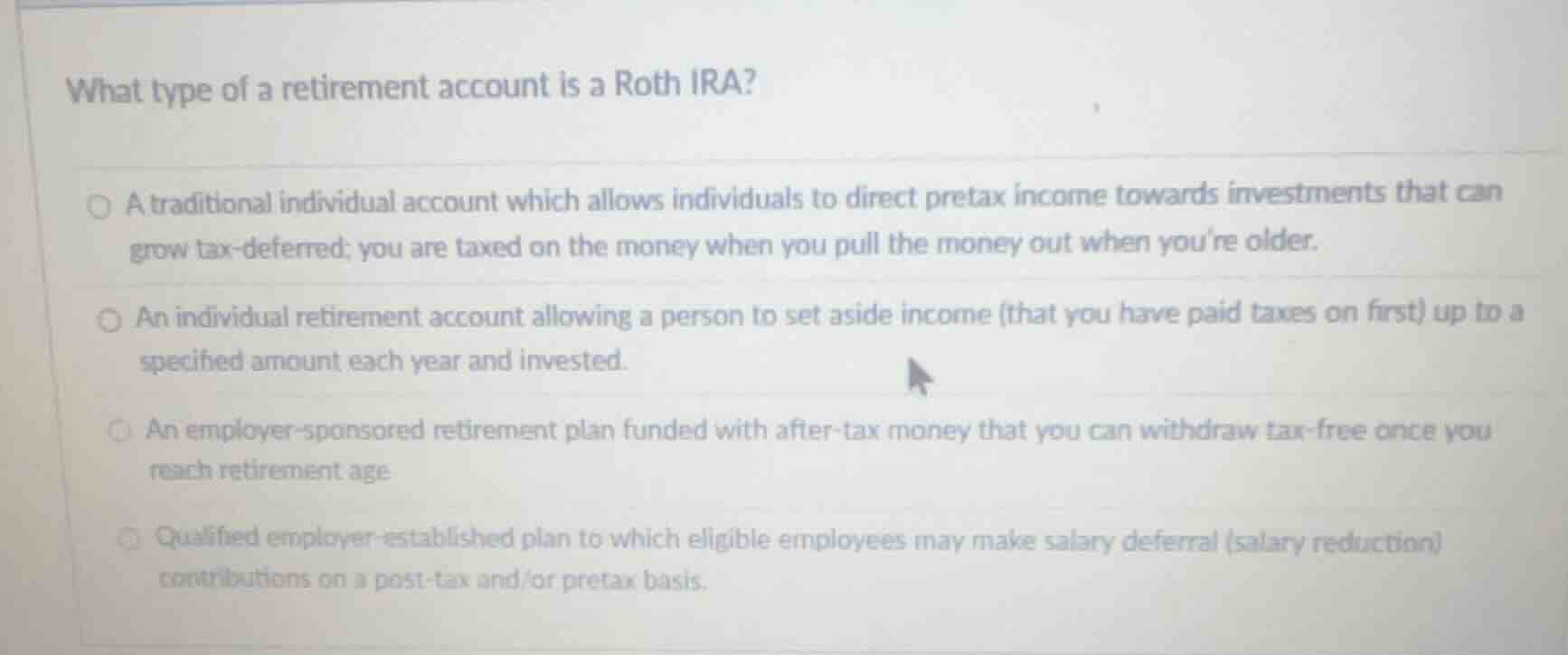 what type of a retirement account is a roth ira? a traditional individu…