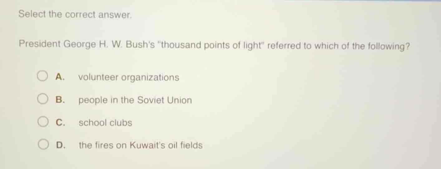 select the correct answer. president george h. w. bushs \thousand point…