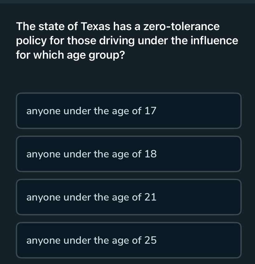 the state of texas has a zero-tolerance policy for those driving under …