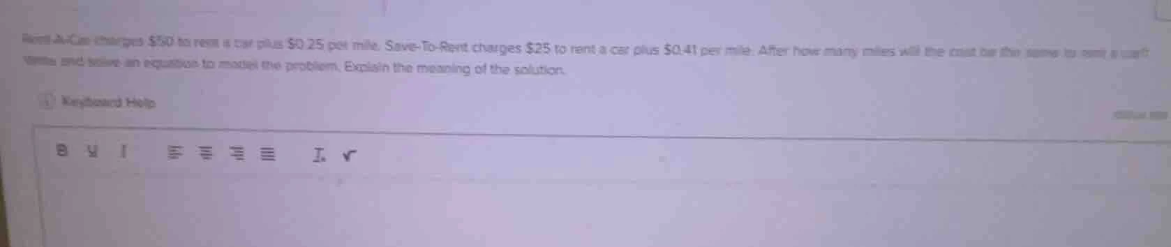 rent-a-car charges $30 to rent a car plus $0.25 per mile. save-to-rent …
