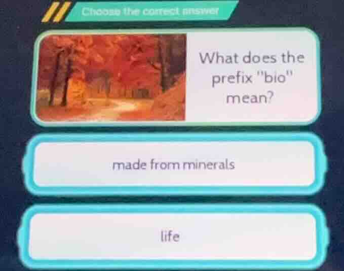 choose the correct answer what does the prefix \bio\ mean? made from mi…