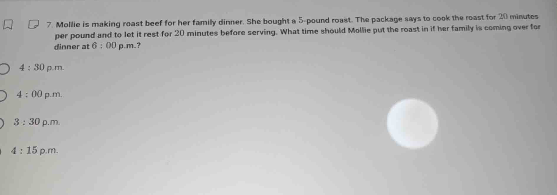 7. mollie is making roast beef for her family dinner. she bought a 5-po…