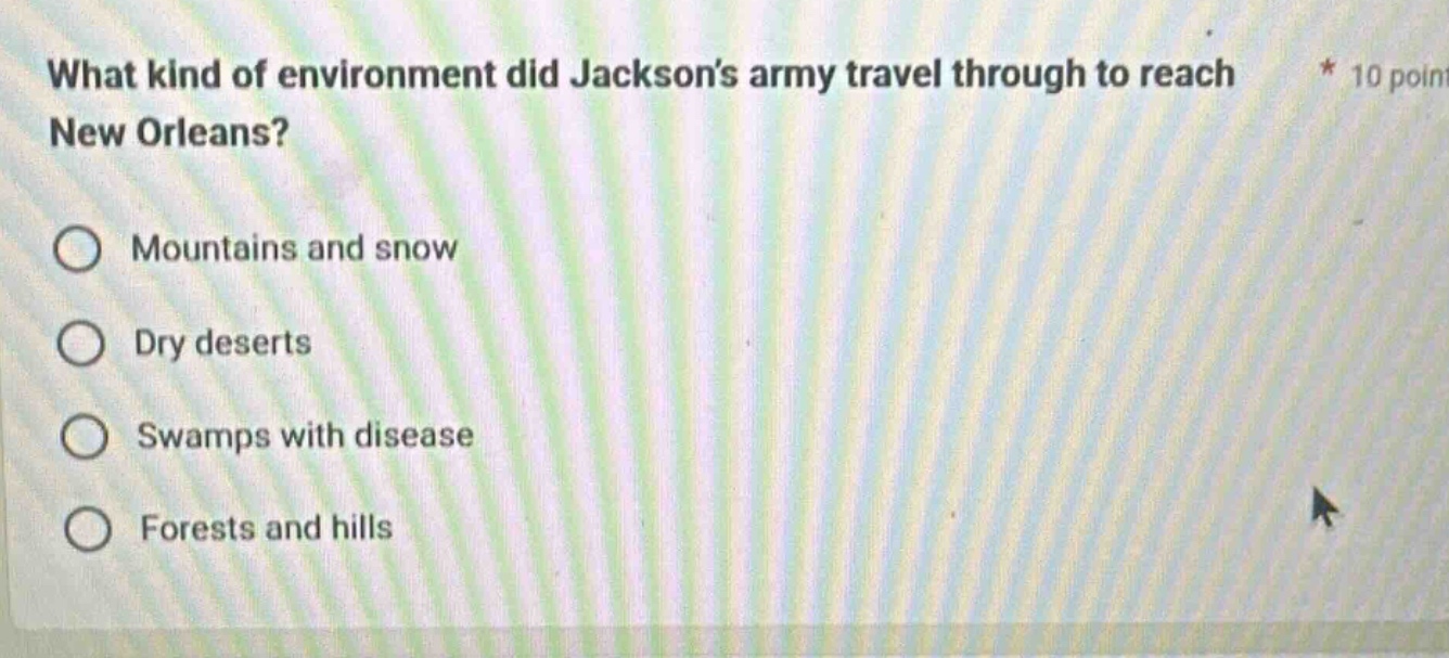 what kind of environment did jackson’s army travel through to reach new…