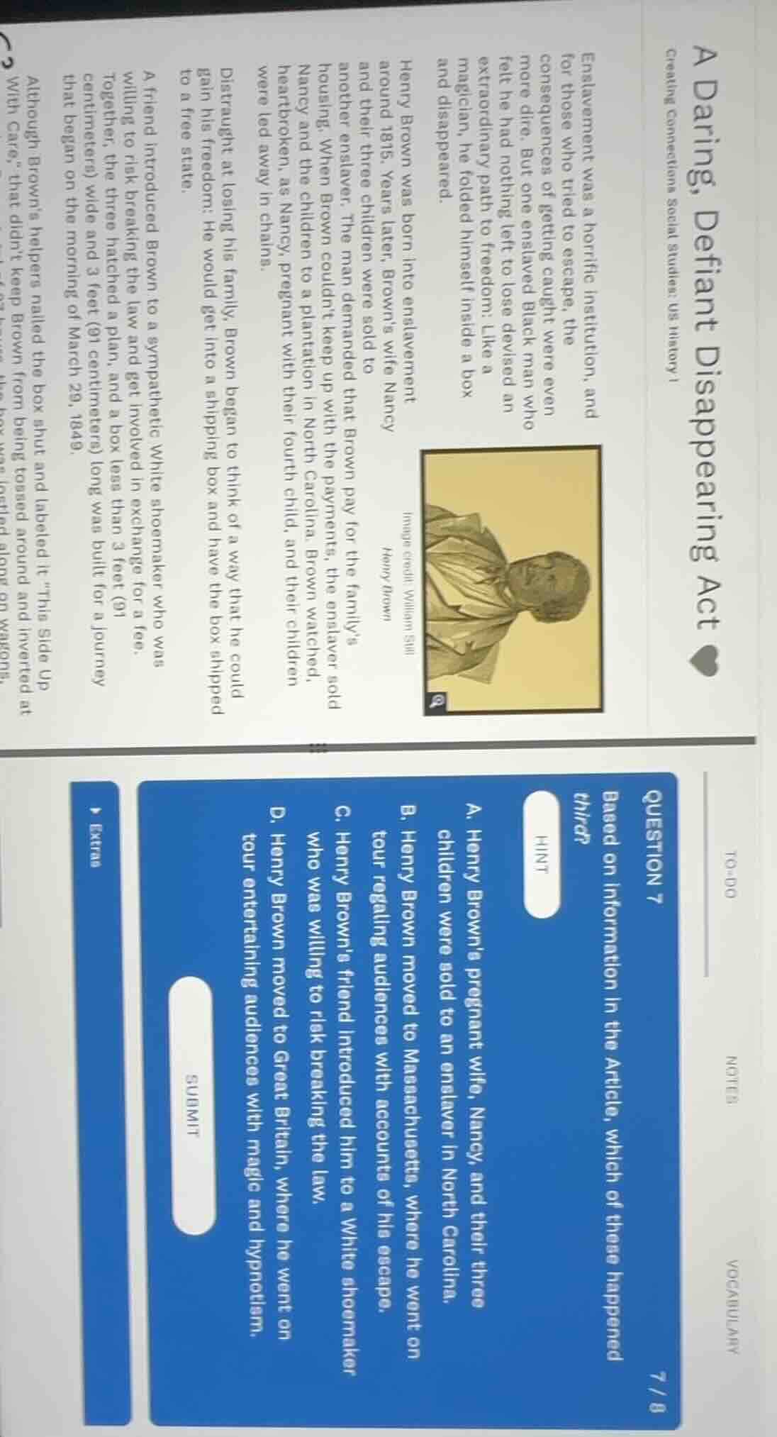 a daring, defiant disappearing act creating connections social studies:…