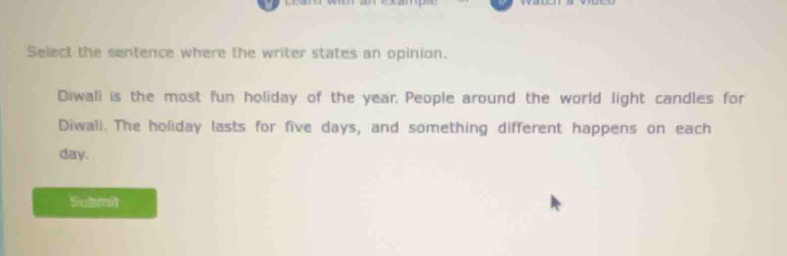 select the sentence where the writer states an opinion. diwali is the m…