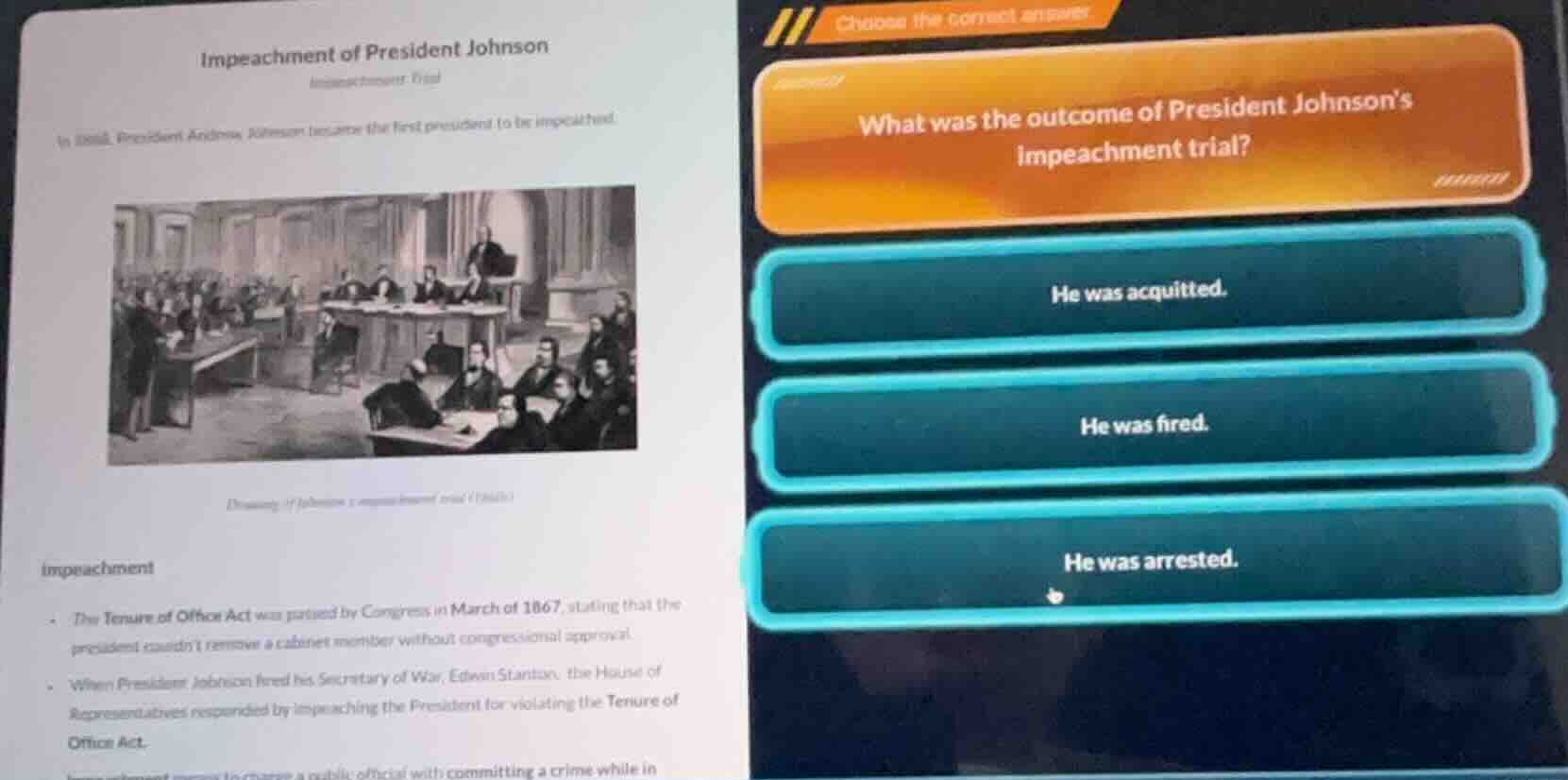 impeachment of president johnson impeachment trial in 1868, president a…
