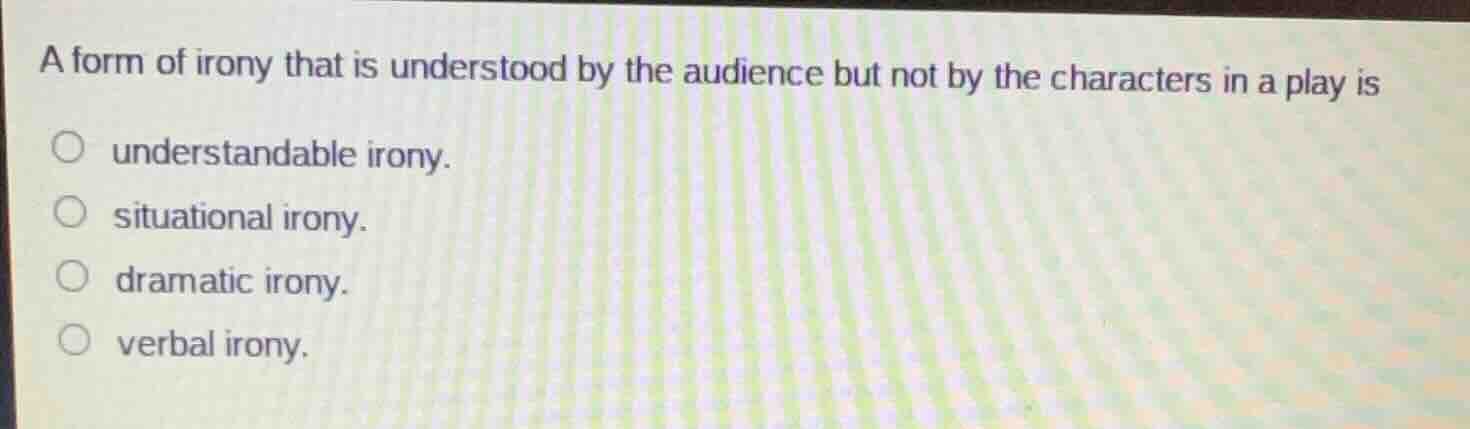 a form of irony that is understood by the audience but not by the chara…
