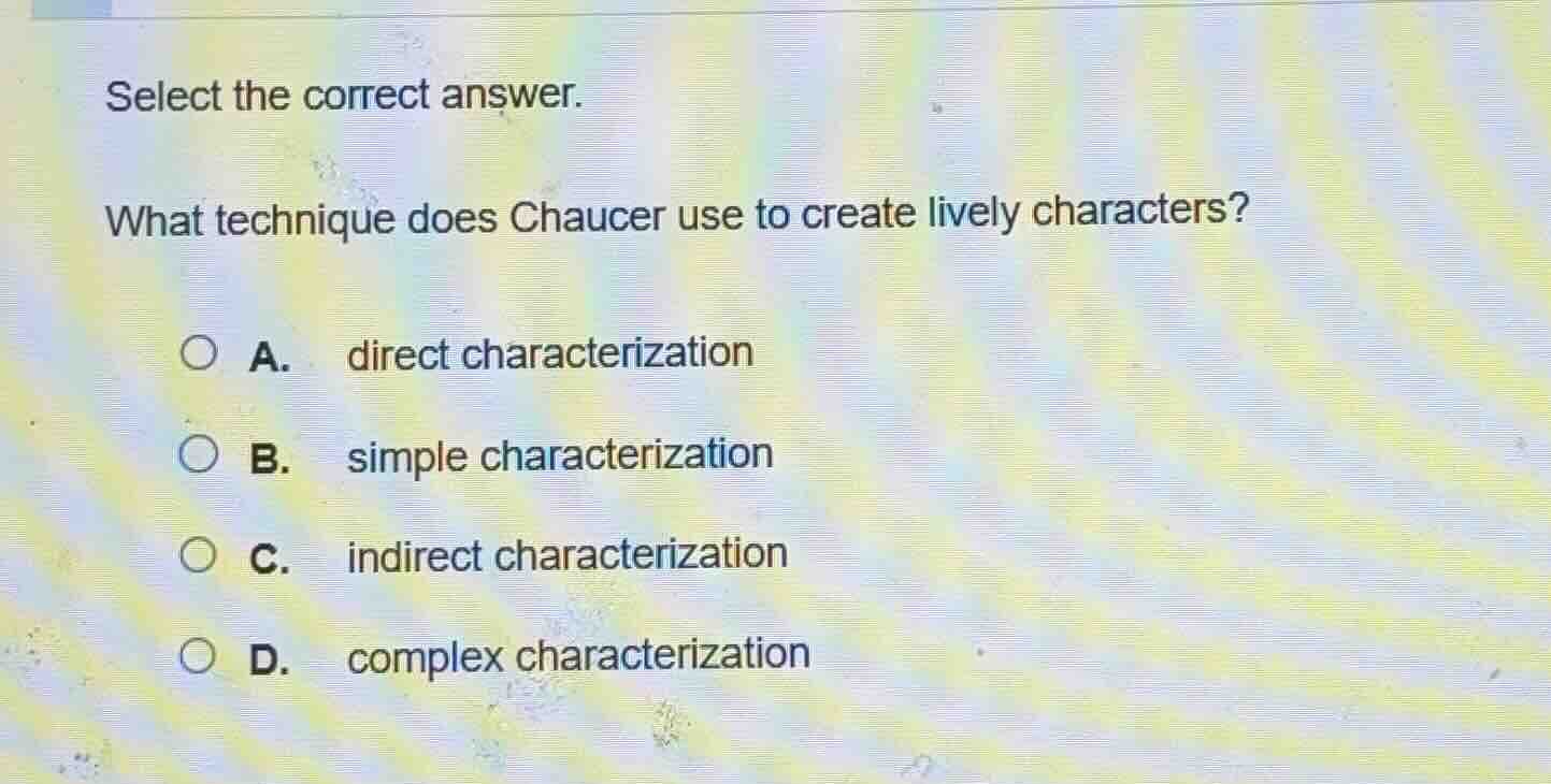 select the correct answer. what technique does chaucer use to create li…
