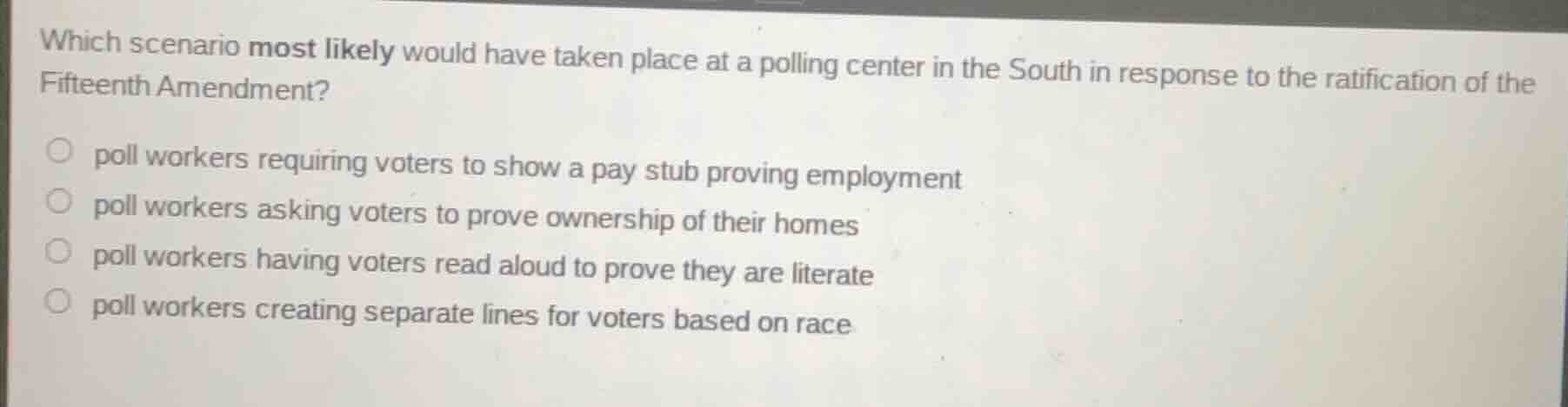 which scenario most likely would have taken place at a polling center i…