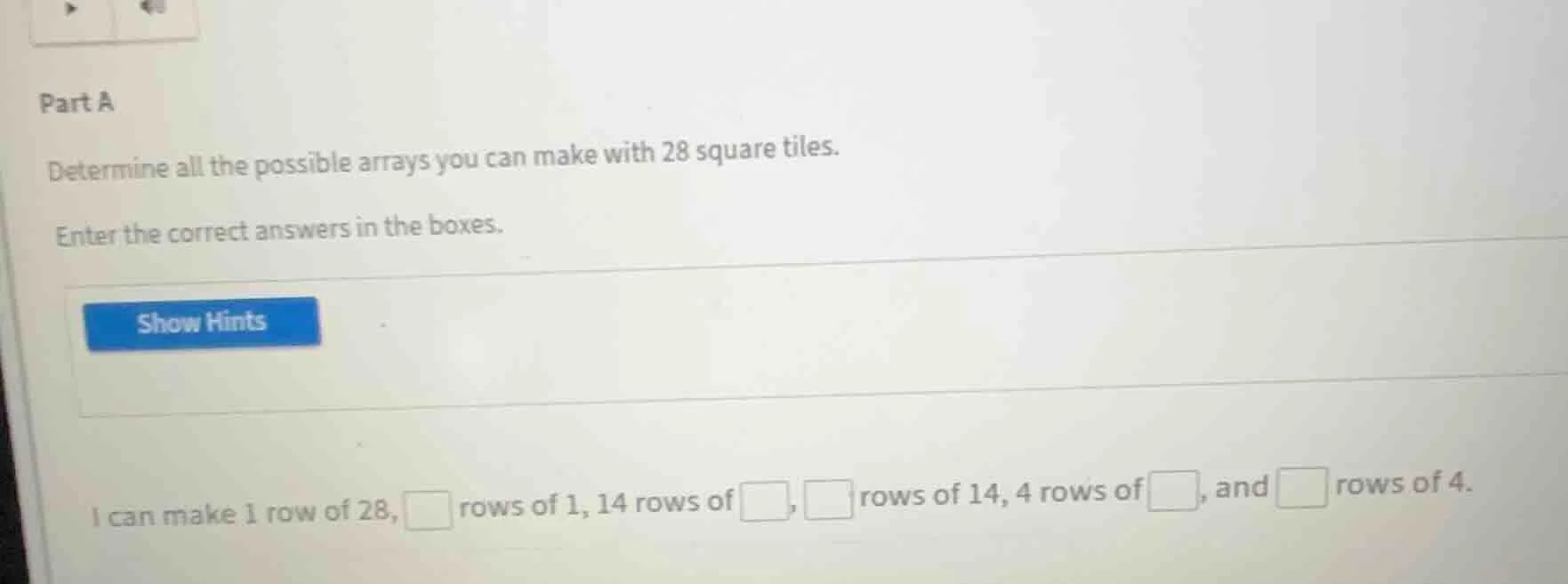part a determine all the possible arrays you can make with 28 square ti…