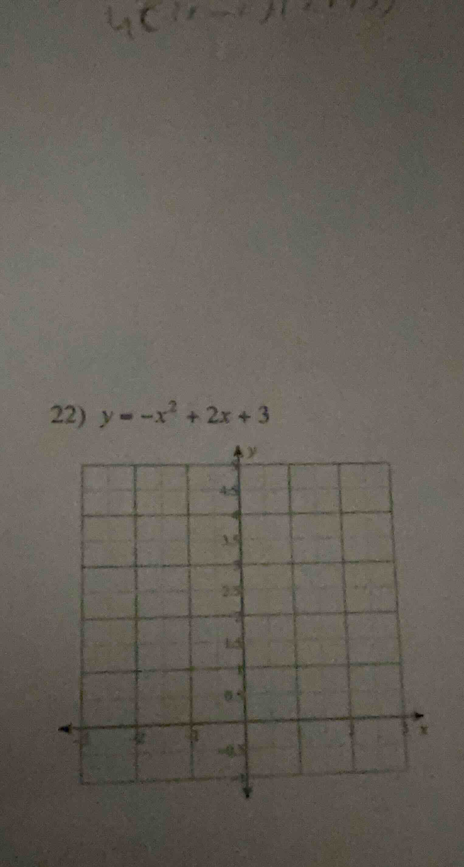 22) $y = -x^2 + 2x + 3$