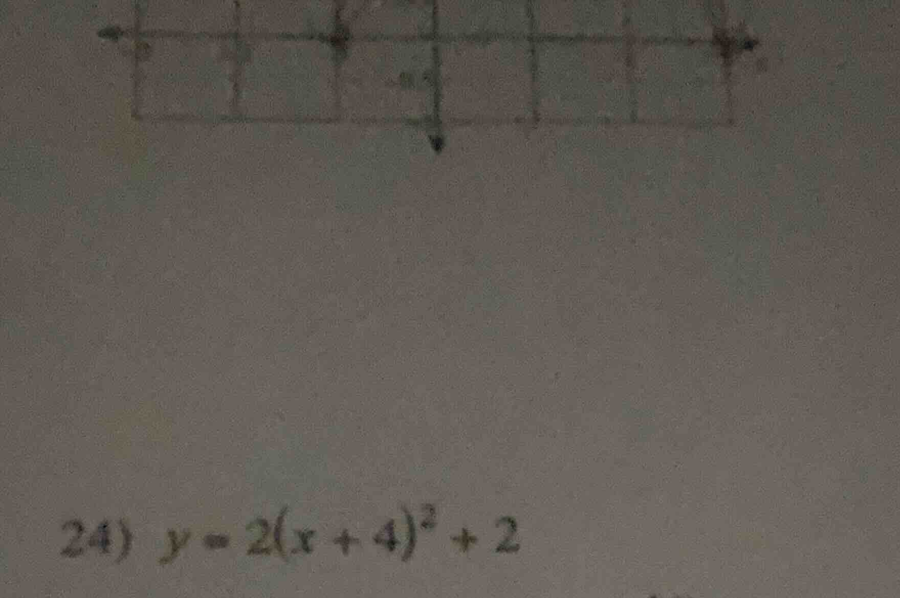 24) $y = 2(x + 4)^2 + 2$