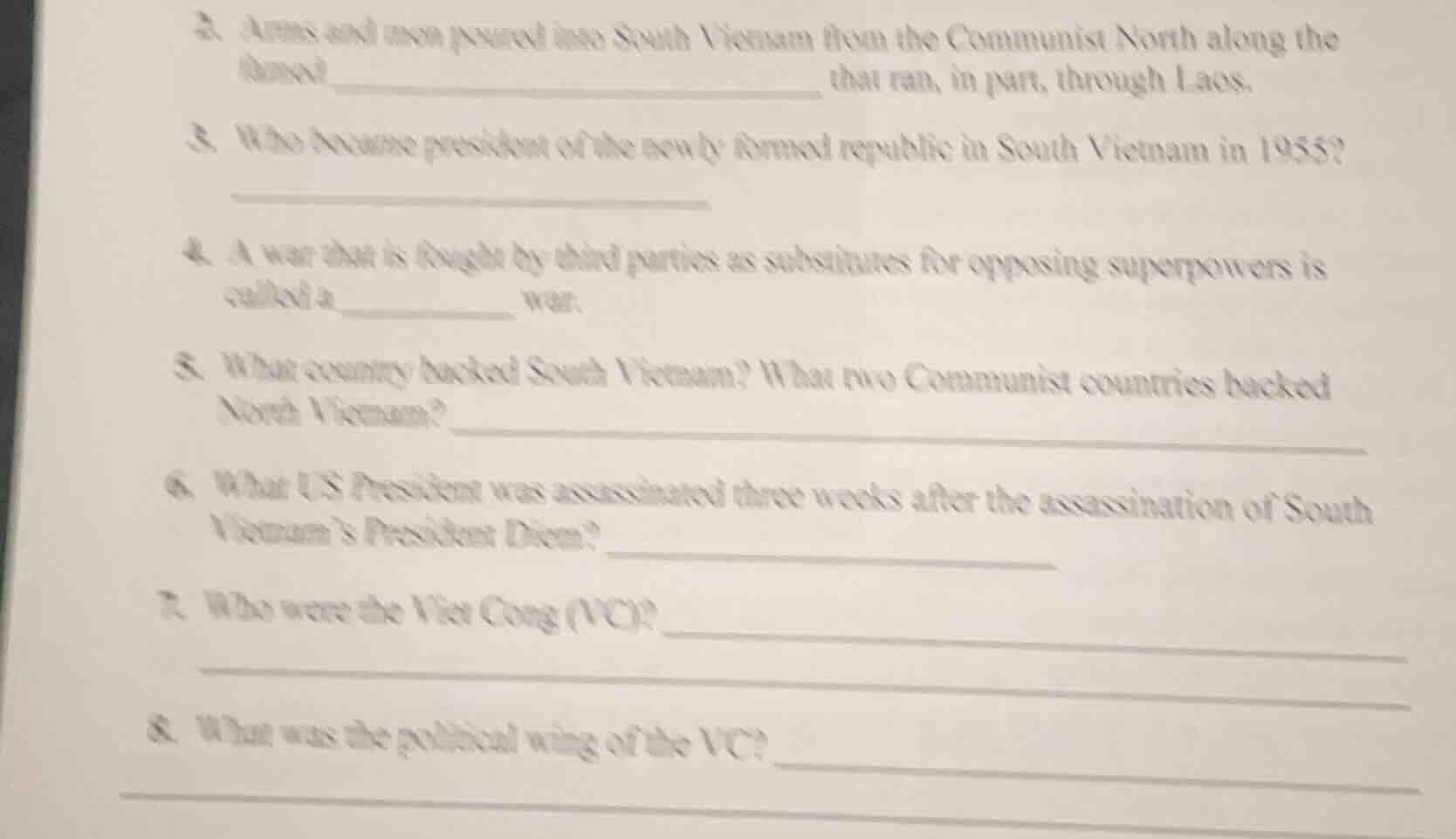 2. arms and men poured into south vietnam from the communist north alon…