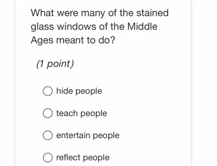 what were many of the stained glass windows of the middle ages meant to…
