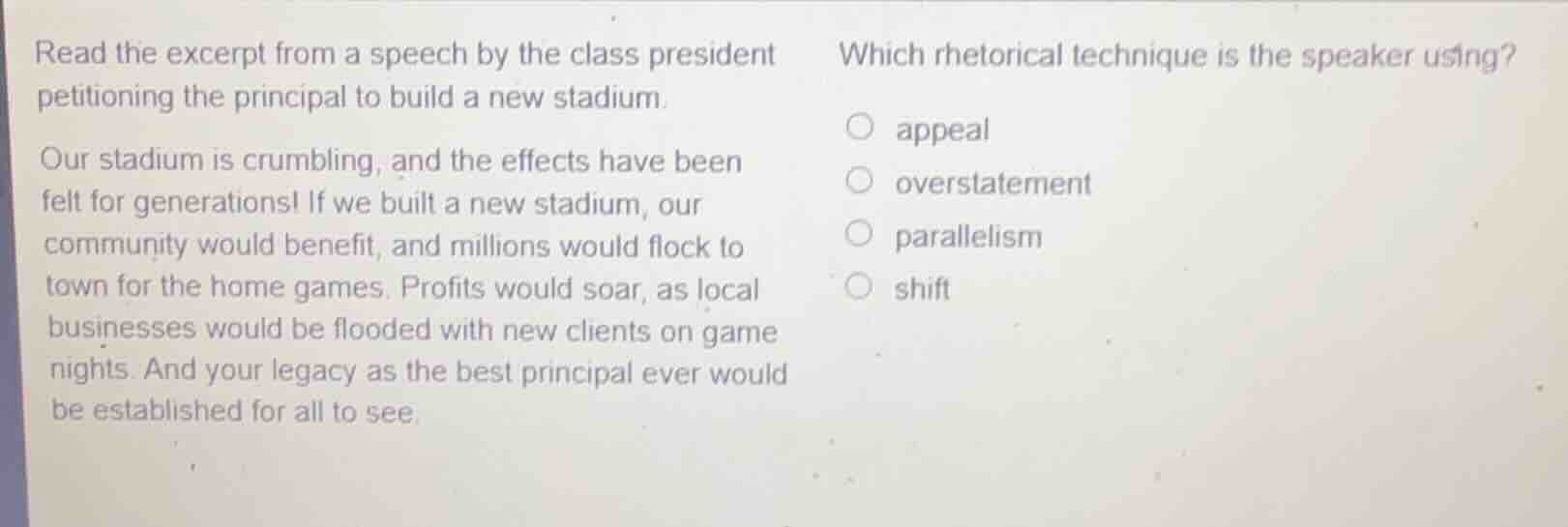 read the excerpt from a speech by the class president petitioning the p…