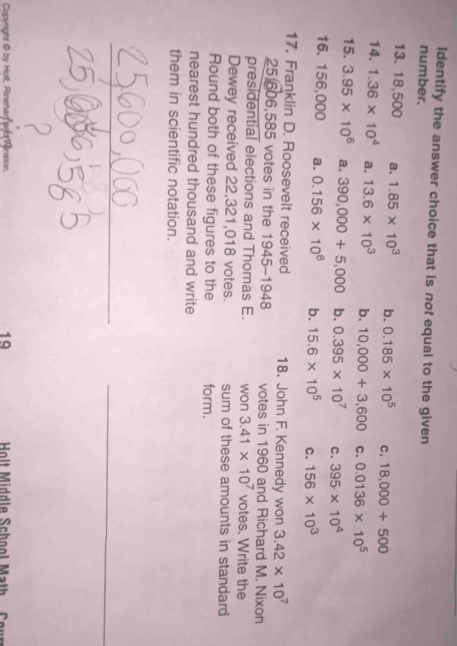 identify the answer choice that is not equal to the given number. 13. 1…