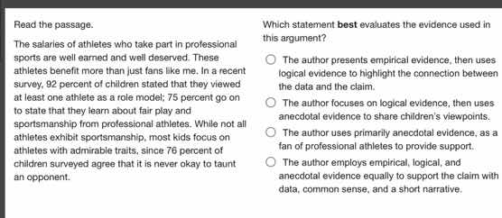 read the passage. the salaries of athletes who take part in professiona…