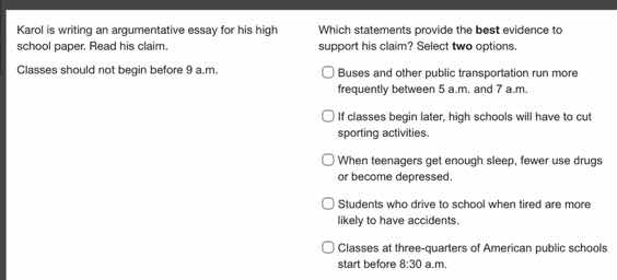 karol is writing an argumentative essay for his high school paper. read…