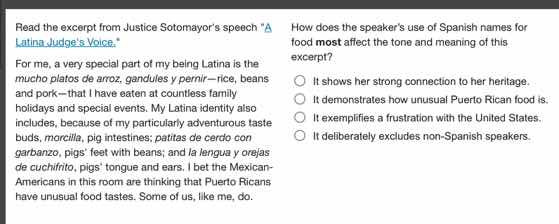 read the excerpt from justice sotomayor’s speech “latina judge’s voice.…