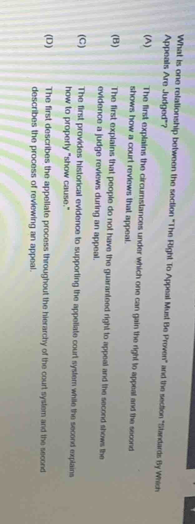 what is one relationship between the section \the right to appeal must …