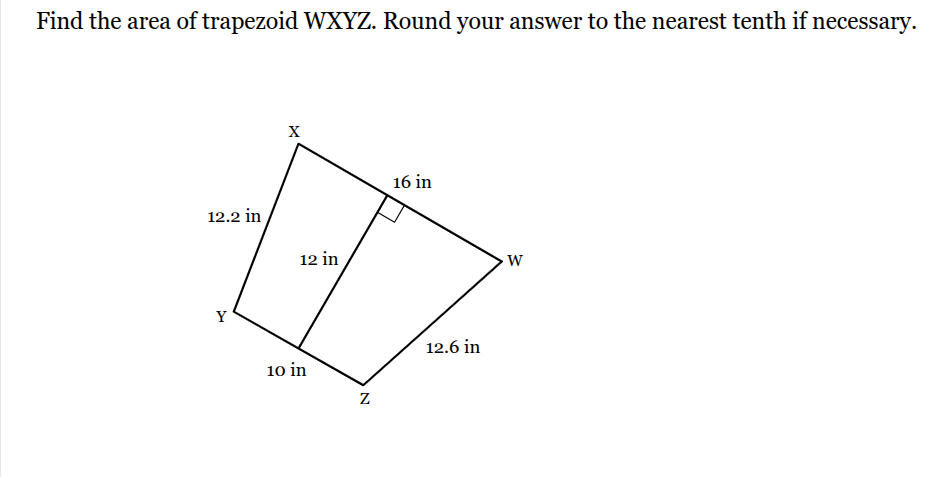 find the area of trapezoid wxyz. round your answer to the nearest tenth…