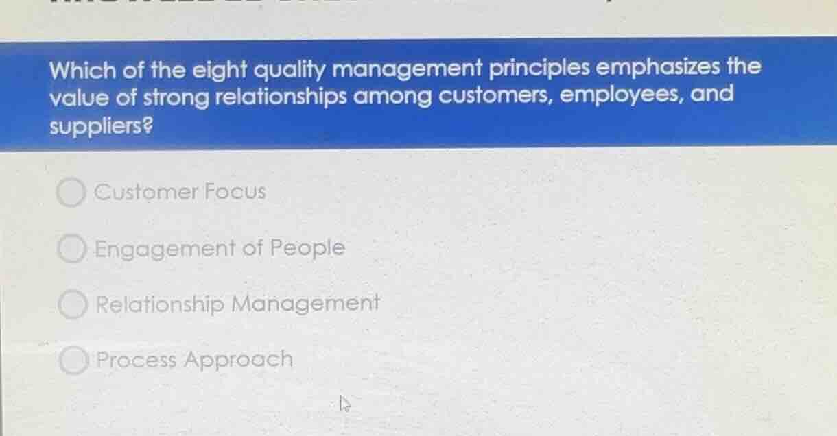 which of the eight quality management principles emphasizes the value o…