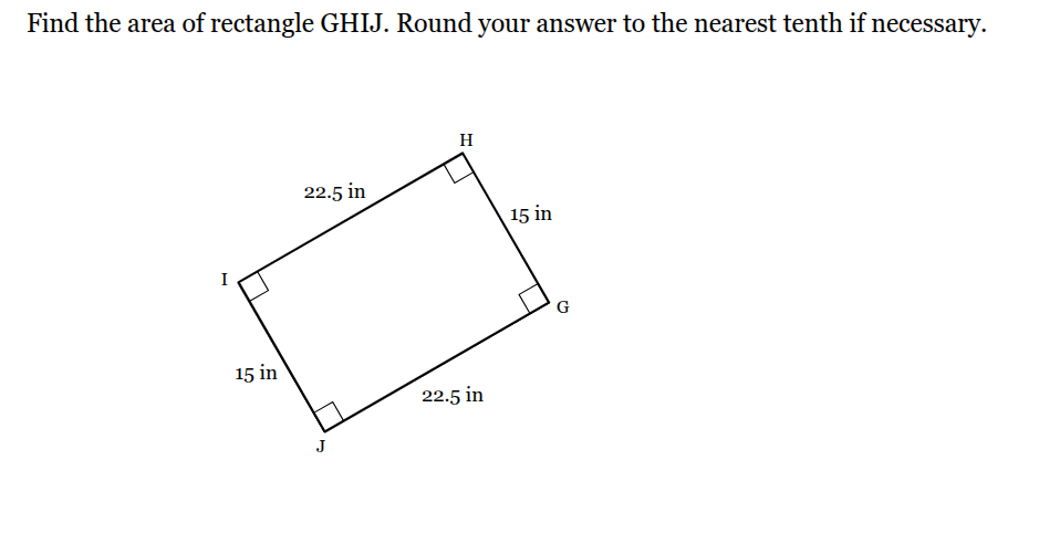find the area of rectangle ghij. round your answer to the nearest tenth…