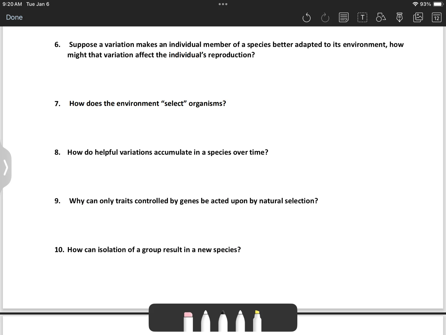 6. suppose a variation makes an individual member of a species better a…