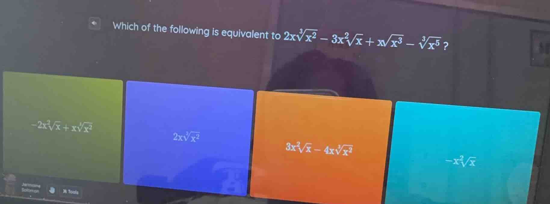 which of the following is equivalent to $2xsqrt3{x^2} - 3x^2sqrt{x} + x…