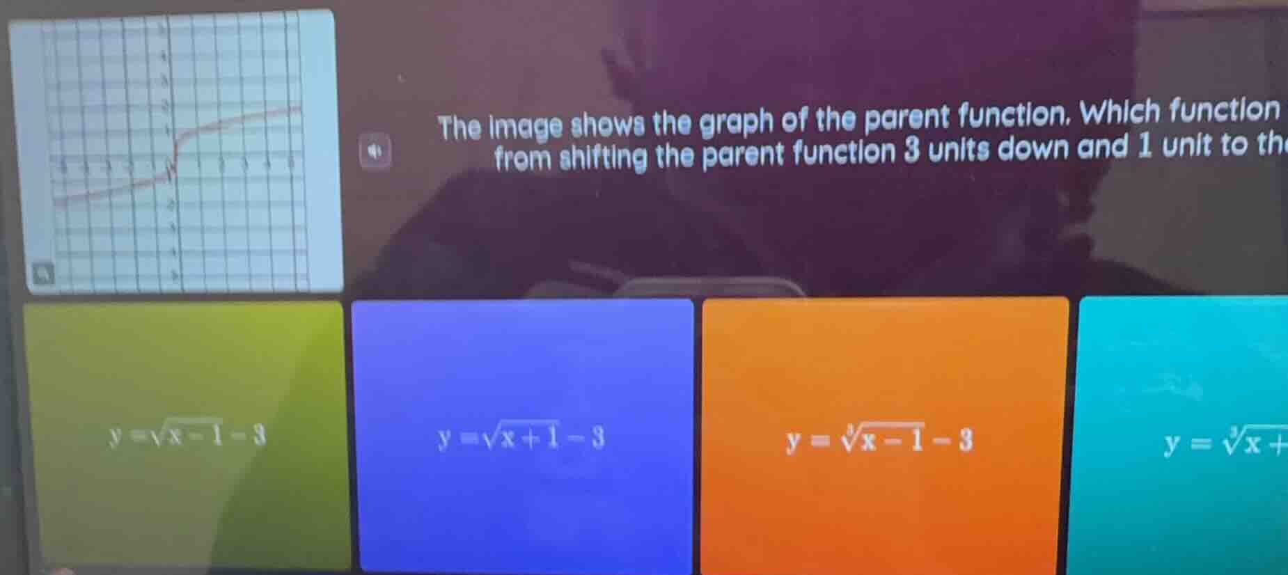 the image shows the graph of the parent function. which function from s…