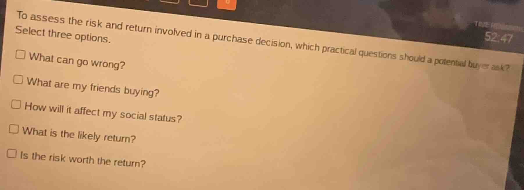 to assess the risk and return involved in a purchase decision, which pr…