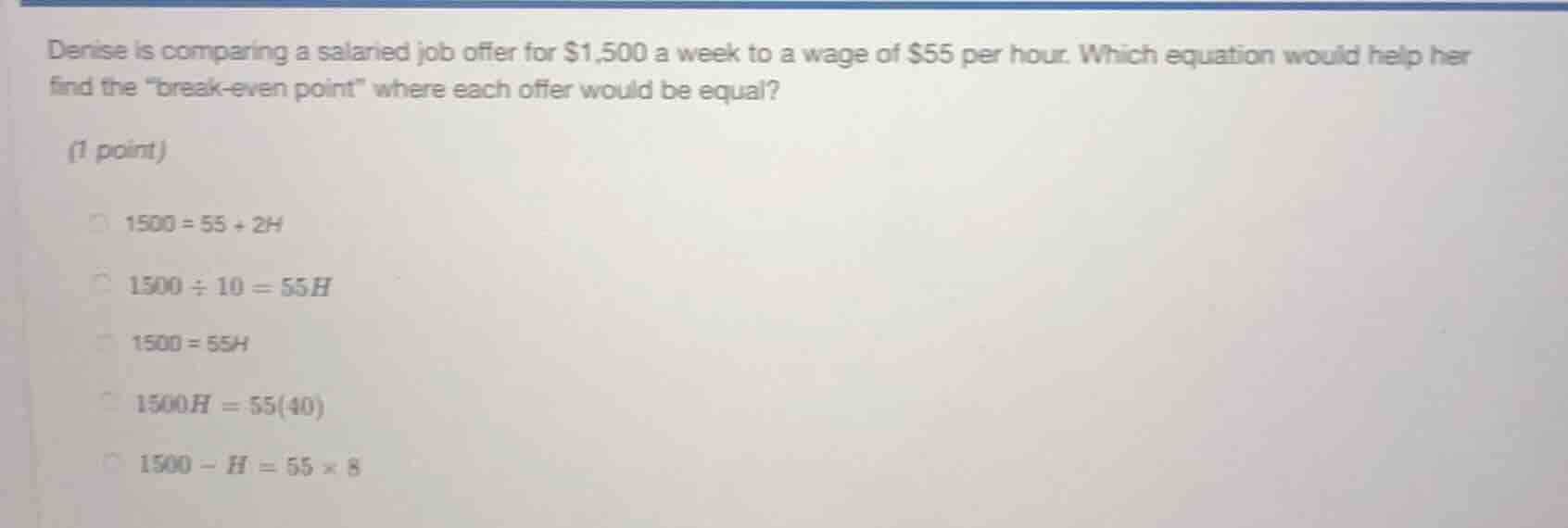 denise is comparing a salaried job offer for $1,500 a week to a wage of…